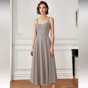 New French Check Plaid Long Dress